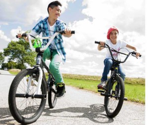 Mandatory Credit: Photo by F1 Online / Rex Features (1907564a) MODEL RELEASED Two kids on bikes VARIOUS