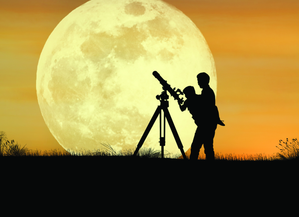 Father-Child-Telescope-Moon
